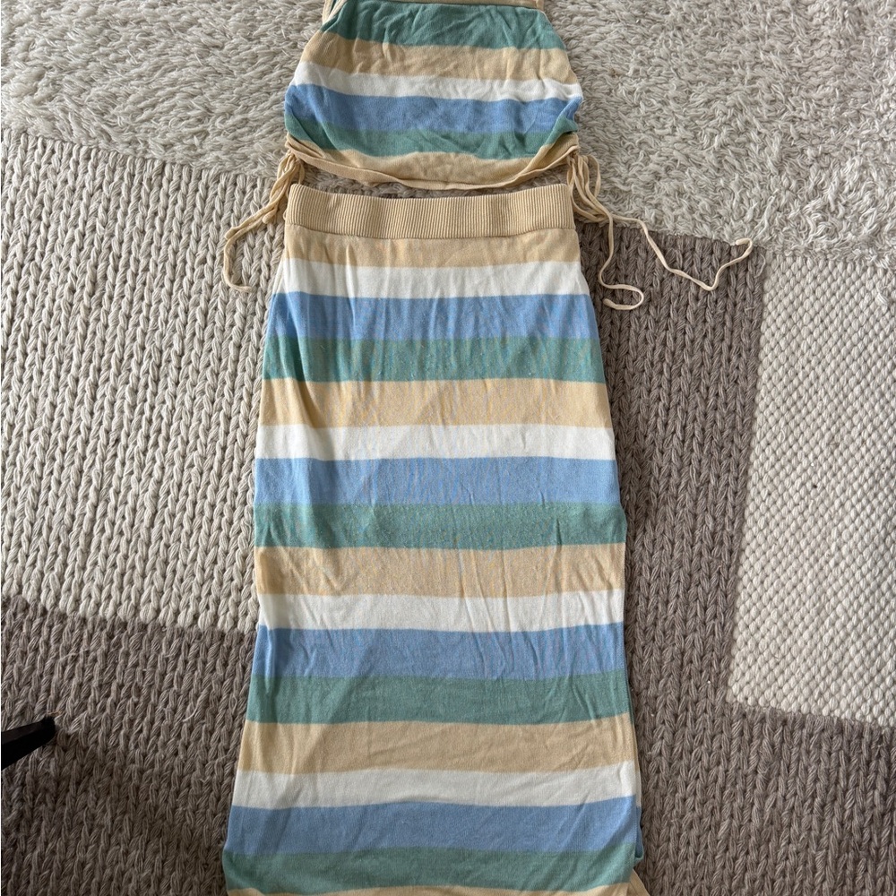 These Three Boutique Matching Striped Maxi Skirt/Crop Top